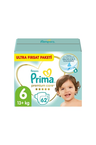 Prima Bebek Bezi Premium Care 6 Beden 13+ KG Fırsat Paketi 62 Adet