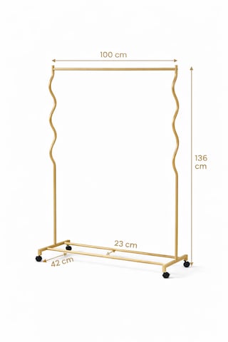 Modern Lüks Desenli Metal Tekerlekli Konfeksiyon Askılığı Kıyafet Askısı Stand Siyah