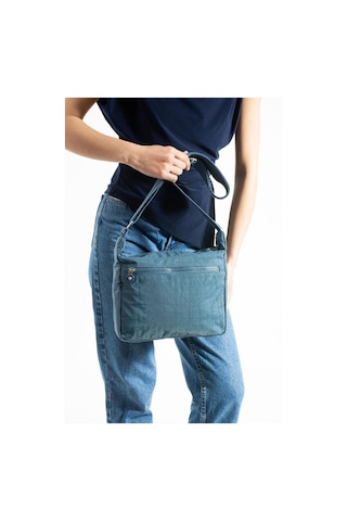 Baginn Kadın Postacı Çanta Hafif Klinkır Kumaş Çok Cepli Çapraz Askılı Omuz Çantası 25 20 Cm Günlük Çanta Mavi