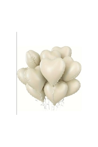 2 Adet 18 Inc Bej Ve Karamel Kalp Folyo Balon Çok Renkli