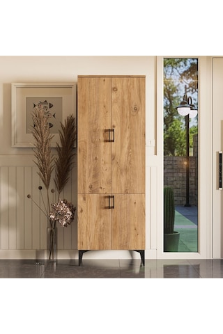 5104 Inca 4 Kapaklı 5 Askılı Raflı Portmanto Atlantik Çam Çam