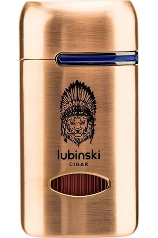 Lubinski Lion Kapaklı Delicili Tek Torch Puro Çakmağı Gold