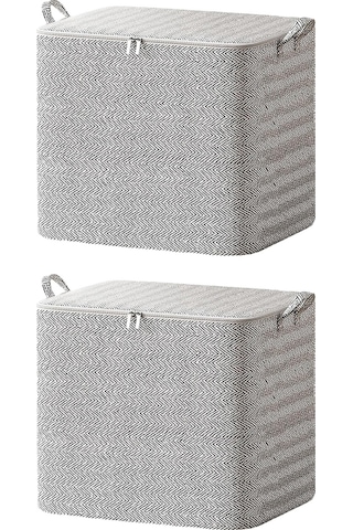 Hombey 2 Adet 110l Ev İçin Büyük Kapasiteli Depolama Kutusu - Dayanıklı, Toz Ve Yırtık Koruyucu, Çift Yönlü Çelik Fermuar Diğer