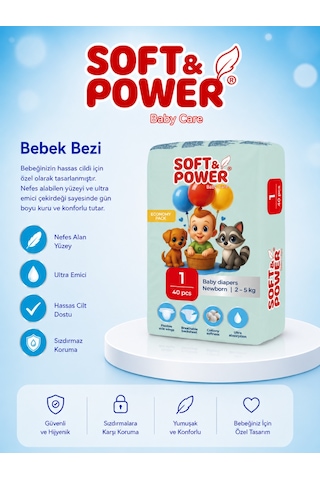Bebek Bezi No:1 Yeni Doğan 2-5 Kg 40'lı 5 Paket 1 Numara