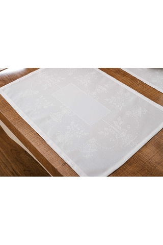 Finezza Ayda Jakar Polyester Kumaş Krem Amerikan Servis 33,5x46 cm Gri 4 Ad-1387 Krem