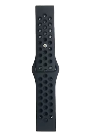Watch 22mm Spor Delikli Kordon - Siyah-füme Ahşap