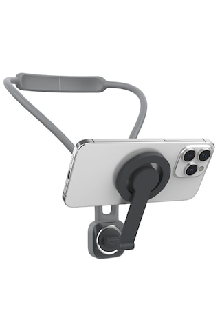 Magsafe Uyumlu 360 Boyun Askılı Telefon Tutucu Sabitleyici Gezi Video Çekimi Tutacağı Oyun Askılı Telefon Tutucu Mıknatıslı Video Çekim Telefon Tutacağı Gri
