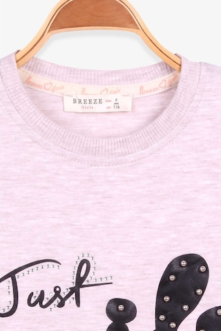 Kız Çocuk Sweatshirt Incili Taşlı Beli Bağcıklı Bej Melanj (6-12