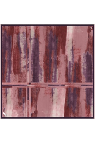 Poanes Karma Desenli Twill İpek Eşarp Açık Pembe - Pembe