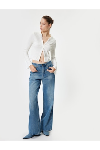 Koton Bürümcük Kumaş Slim Fit Klasik Yaka Düğmeli Uzun İspanyol Kollu Tişört Ekru 7wal10014ık