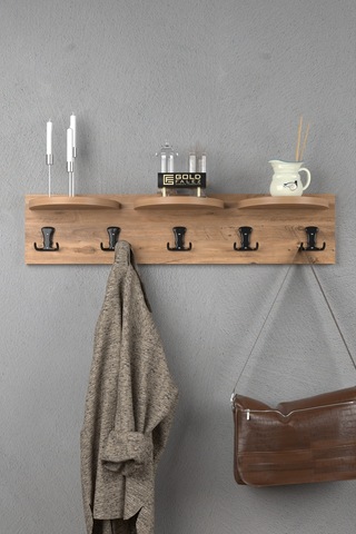 5'li Duvar Askılığı Ceviz Kahverengi 80 Cm