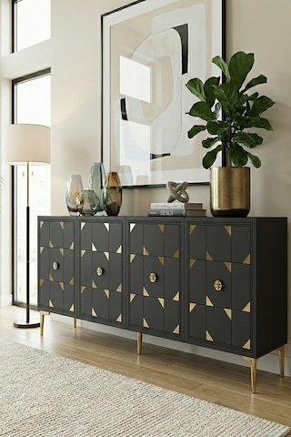 Ka1523ag Moka Konsol Ve Tv Sehpası Antrasit-gold 150cm
