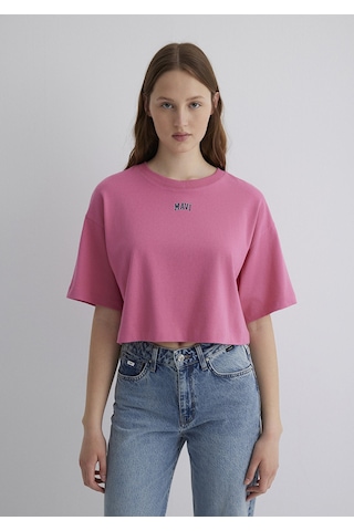 Mavi - Mavi Logo Baskılı Pembe Tişört 1611585-84670 Pembe