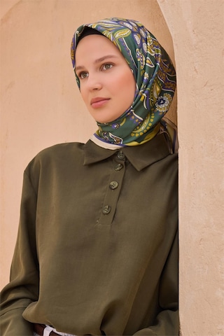 Belli İpek Eşarp - 4111-51 Zümrüt Yeşil Twill Zümrüt Yeşili
