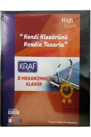 Kraf 2 Halkalı D Mekanizmalı Geniş Klasör A4 Siyah 700 Sayfa Kapasiteli 50 Li Paket Siyah