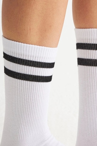 Bambu Kadın Beyaz Kaydırmaz Taban Silikon Baskı Yoga Fitness Pilates Bale Dans Tenis Çorabı Çok Renkli