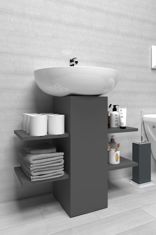 İyimi Modern Raflı Lavabo Altı Banyo Dolabı Banyo Düzenleyici Gri