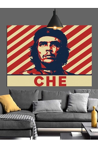 Che Guevara Portre Simge Dekoratif Kanvas - Mdf Ahşap Tablo
