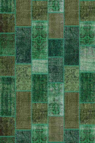 Yeşil Patchwork Desen Dokuma Leke Tutmaz Masa Örtüsü Mso295n11