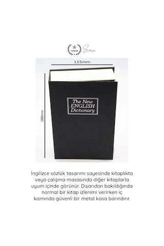 Kasa Kilitli Gizli Kasa Kitap Görünümlü Sözlük Kumbara Para Takı Evrak Saklama Kutusu Anahtarlı Çel Çok Renkli