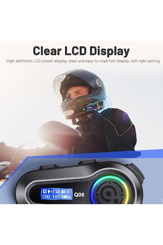 Motosiklet İntercom Üniversal Tüm Kasklara Uygun Işıklı Mod Motor 5.3 Bluetooth