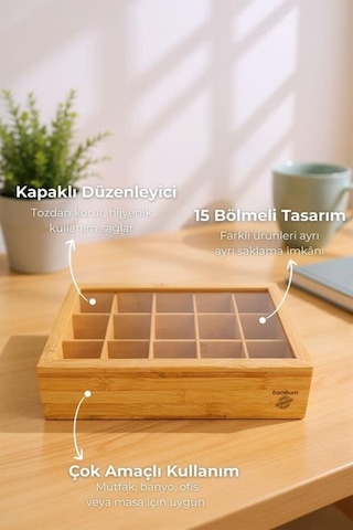 Bambum Sivir - 15 Bölmeli Düzenleyici Kahverengi
