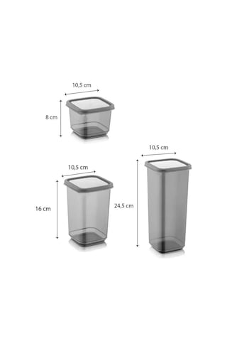Kapris Erzak Saklama Kabı 3'Lü Antrasit 1700 ML + 1100 ML + 500 ML Antrasit