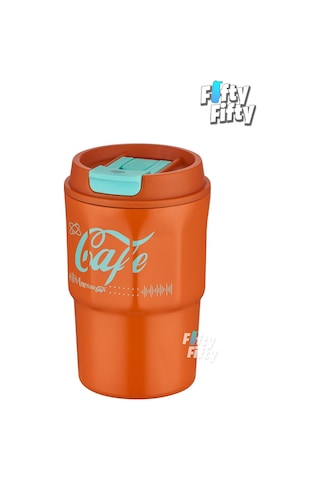 Vagonlife 2'li Çelik Termos-kahve Bardağı Seti 750ml Çift Kullanım Termos//450ml Mug Kahve Bardağı Yeşil - Turuncu
