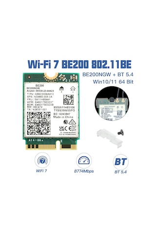 Wifi 7 Intel Be200 Kablosuz Ağ Kartı Bluetooth 5.4 Wifi Be200ngw Ngff Adaptörü Only Card