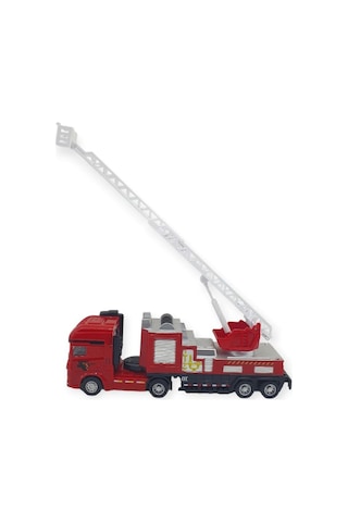 Metal İtfaiye Arabası - Düz Merdivenli 26cm - 706-45 Kırmızı