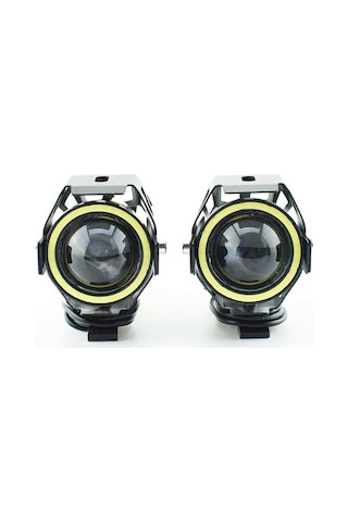 U7 Motosiklet Sis Far Led Mercekli Angel Led 2 Adet 3 Modlu