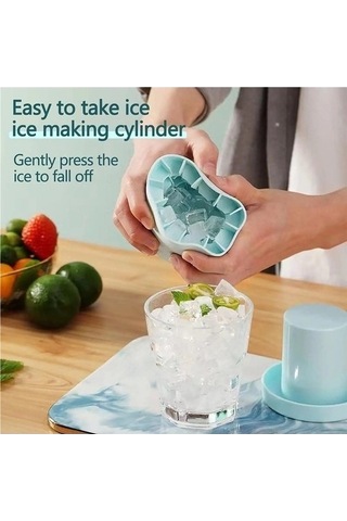 Didadodo Yuvarlak Silikon Kalıp Sarı Mavi Küp Buz Kovası Ev Buzdolabı + Qr Mavi - Sarı, Beyaz Renk Seçenek Mavi - Sarı