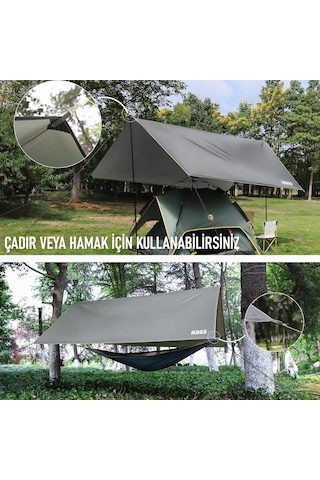Haegs Tarp Gölgelik Tente, Taşınabilir Örtü Branda Çok İşlevli Outdoor Açık Hava Kamp Seyahat Tente Branda Güneşlik Karavan Tente Yan Çadır Gölgelik - 300x300 Cm - Yeşil