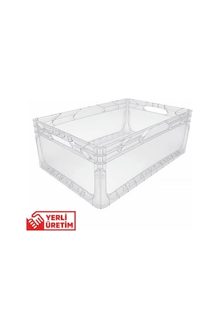 Alpbx 1.kalite Şeffaf Plastik Kasa 60x40x22 Cm - Kutu 44 Litre Şeffaf