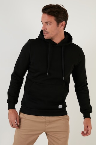 Buratti Regular Fit Kapüşonlu Kanguru Cepli Içi Tüylü Yumuşak Şardonlu Erkek Sweat 5905281 Siyah