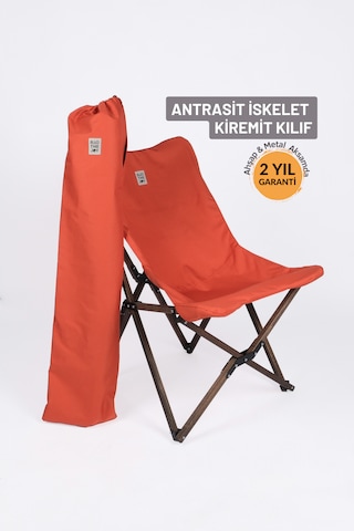 Bag The Joy Ahşap Antrasit İskelet - Kiremit Kılıf Sandalye Turuncu