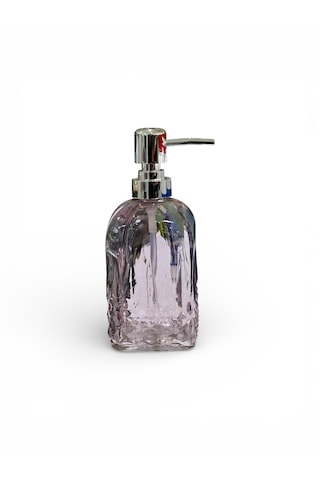 500 Ml Cam Sıvı Sabunluk Krom Başlıklı Şeffaf Cam Sabun Dispenseri, Banyo Mutfak Tezgah Üstü Pembe