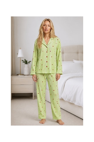 Fit Women Kadın Ev Giyimi Rahat Yeşil Pijama Takımı 4660