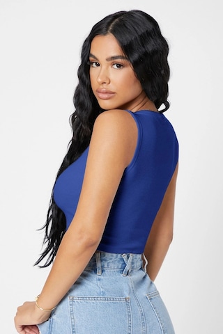 Angbutik Kadın Lacivert Kare Yaka Crop Top Bluz