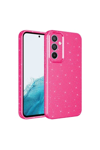 Galaxy A05s Kılıf Kamera Korumalı Simli Lüks Zore Koton Kapak Pembe Koyu
