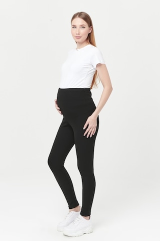 Luvmabelly Myra8068 Toparlayıcı Fitilli Termal İçi Şardonlu Sıcak Tutan Beli Ayarlanabilir Hamile Tayt -siyah-siyah