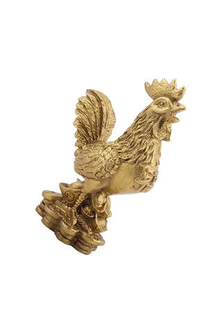 Yaozixa El Yapımı Bakır Horoz Feng Shui Heykeli - Parasal Zenginlik Ve Kötülükten Koruma - 6x5x10 Cm