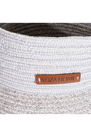 Koza Home Cesta El Yapımı Pamuklu Multi Beyaz Gri Natural Hasır Dekoratif S