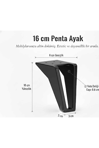 Penta 15 Cm Siyah Koltuk Baza Dolap Tv Ünitesi Yatak Odası Konsol Çocuk Ve Genç Odası Ayağı Siyah