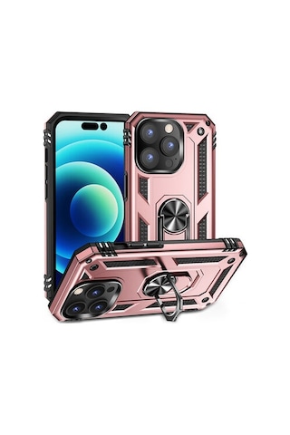 Apple Uyumlu iPhone 14 Pro Max Kılıf Tam Koruma Çift Katmanlı İbiza Sert Silikon Kapak Rose