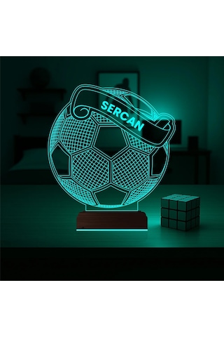 Luvivia Futbolcu Hediye Futbol Topu Kişiye Özel 3d Lamba - Masa Gece Lambası
