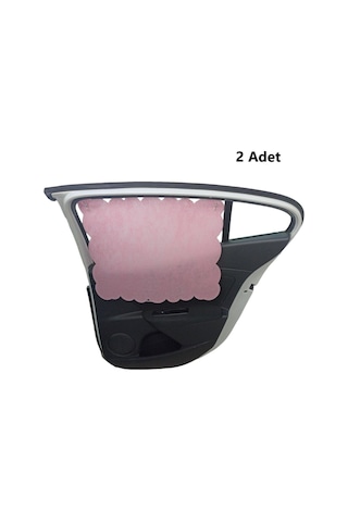 Oto Güneşlik Perdesi Yan Cam Araç Arka Koltuk Emzirme Örtüsü Açık Pembe Keçe Vantuz Tutucaklı 2 Adet