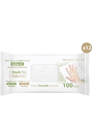 Baby Turco Doğadan Pratik Yüzey Temizlik Havlusu 12 x 100'lü