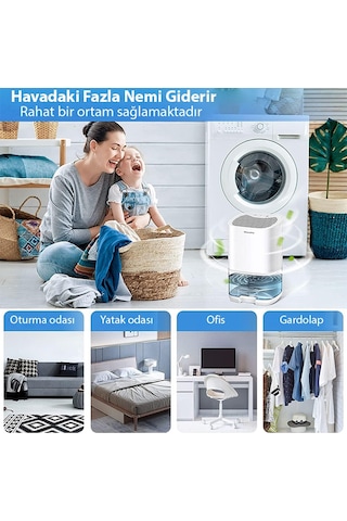 Ezere H2102 Dehumidifer 1000ml Banyo-mutfak-oda Nem Alma Cihazi Beyaz