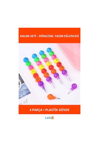 Emojili Renkli Yumurtlayan Kalem 4'lü Set Çok Renkli